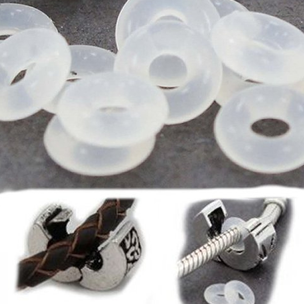 10 Silicone Rubber Stoppers Ring Bead Charm 3mm for Snake Chain Charm Bracelets