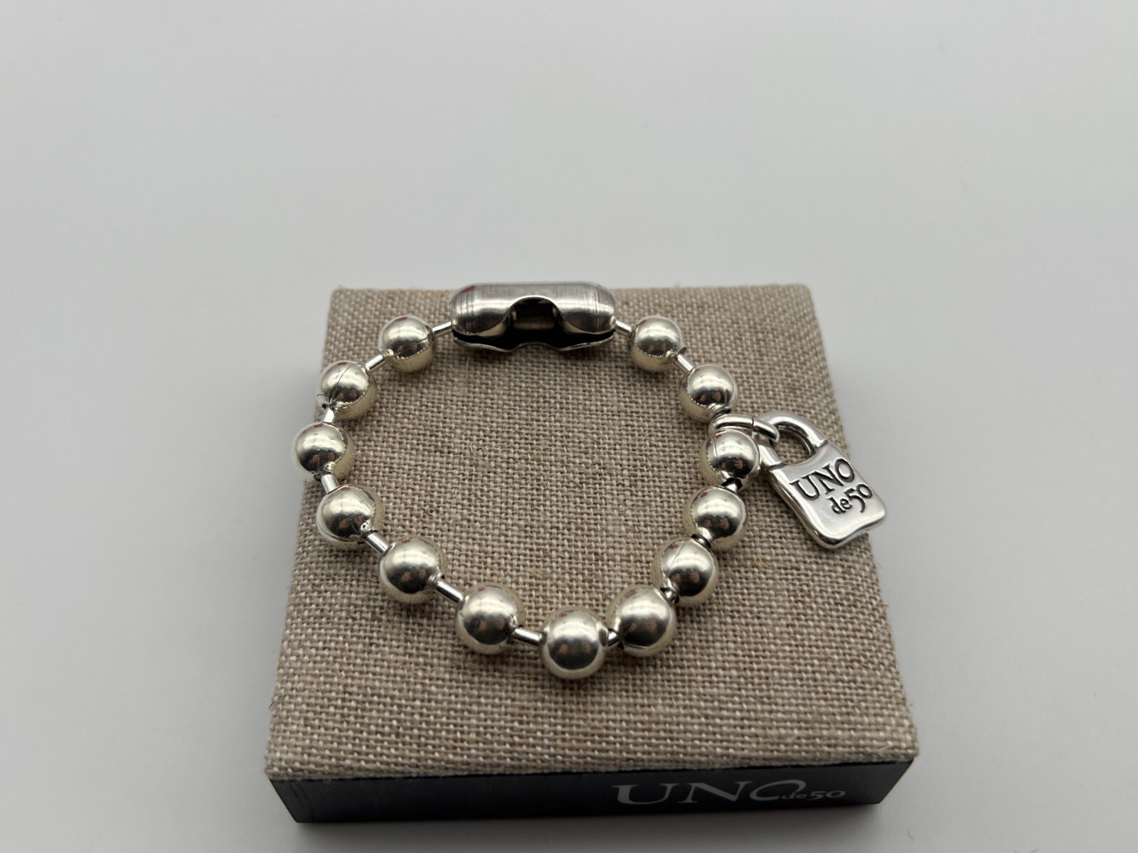 NEW Uno de 50 SNOWFLAKE Bracelet Sterling Silver Plated Beads Size Large
