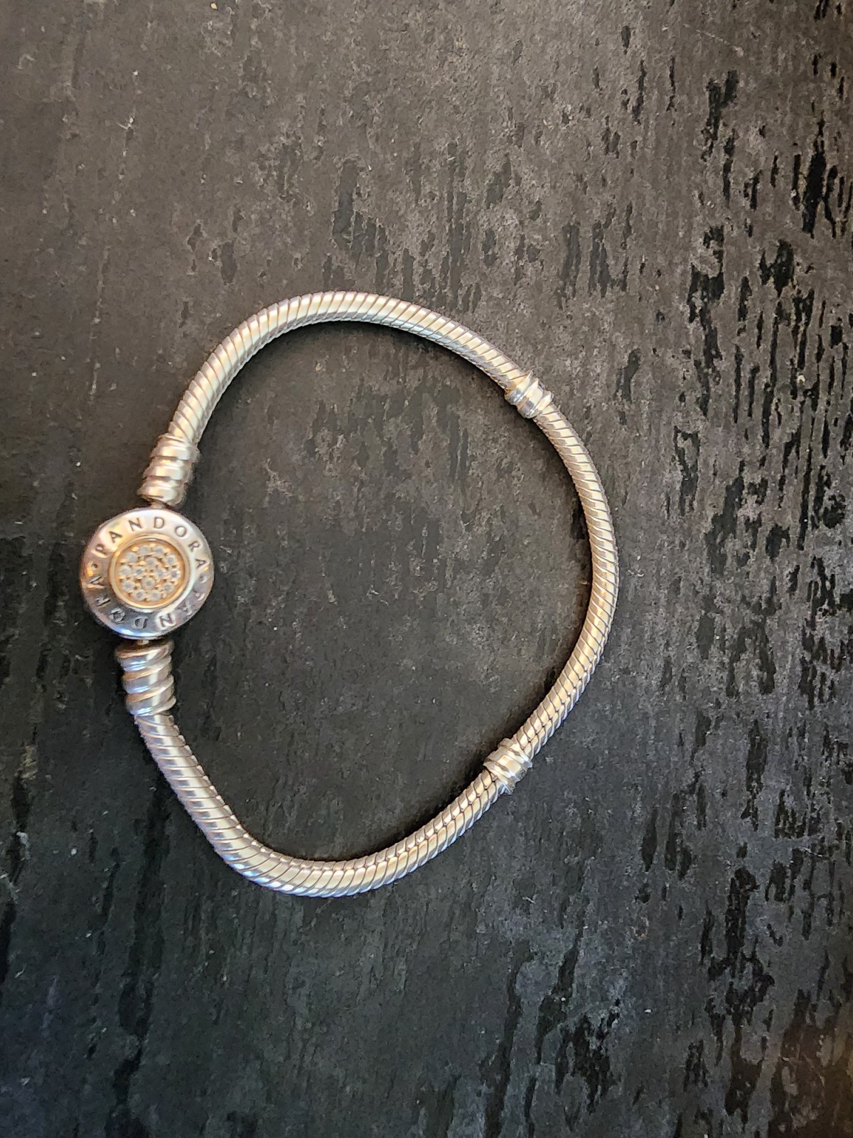 Authentic Pandora MOMENTS Logo Clasp Bracelet #590741CZ 6.5inch