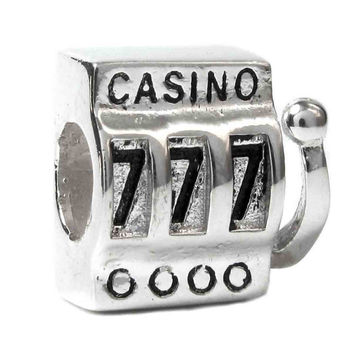 Sterling Silver Lucky 7 Casino Slot Machine 777 Bead for European Charm Bracelet
