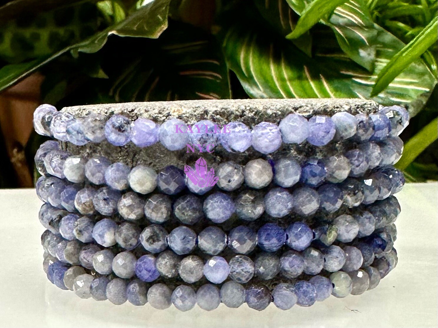 Wholesale 6 Pcs Natural Tanzanite 4.5mm Faceted 7.5” Stretch Bracelet