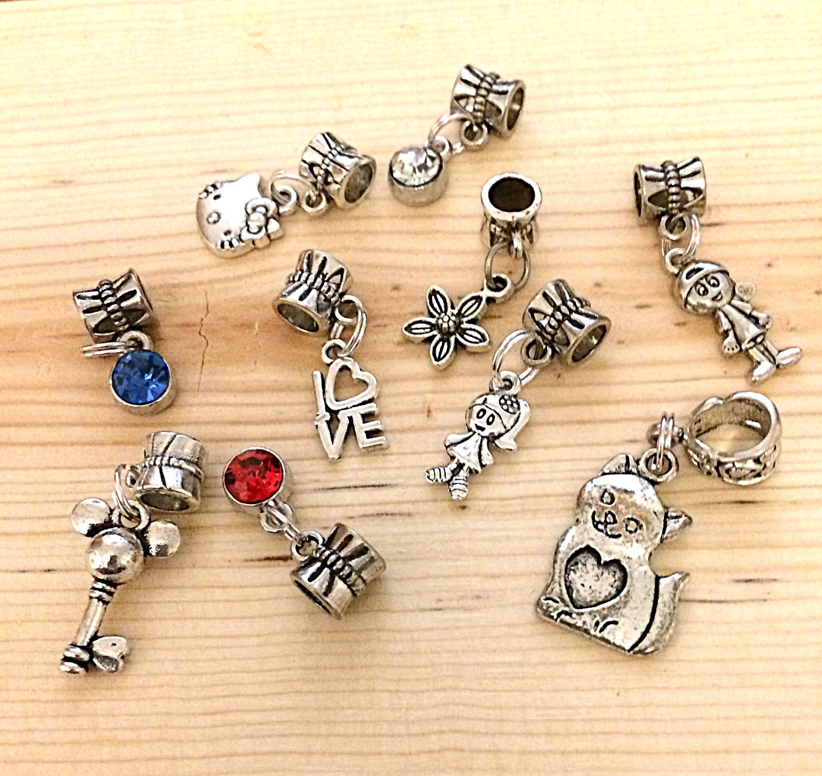 10 dangle charms for your European bracelet or necklace handmade half price
