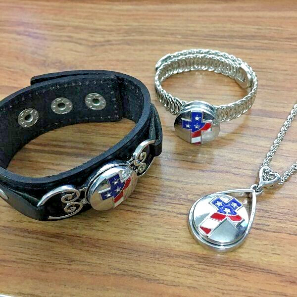 Snap Jewelry Cross USA Patriotic Enamel 18-20mm Fits Ginger Charms Accessories