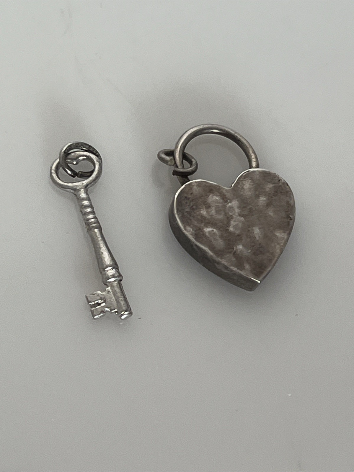 STERLING SILVER HEART AND KEY BRACELET CHARM 23x16mm 23mm Key 3B