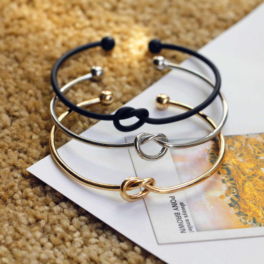 Women’s Fashion Jewelry Love knot Open Metal Bangle Bracelet Rose Gold 69-3
