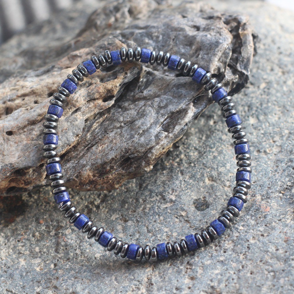 Lapis Lazuli Men Bracelet Hematite Energy Crystal Stone Minimalist Healing Gifts