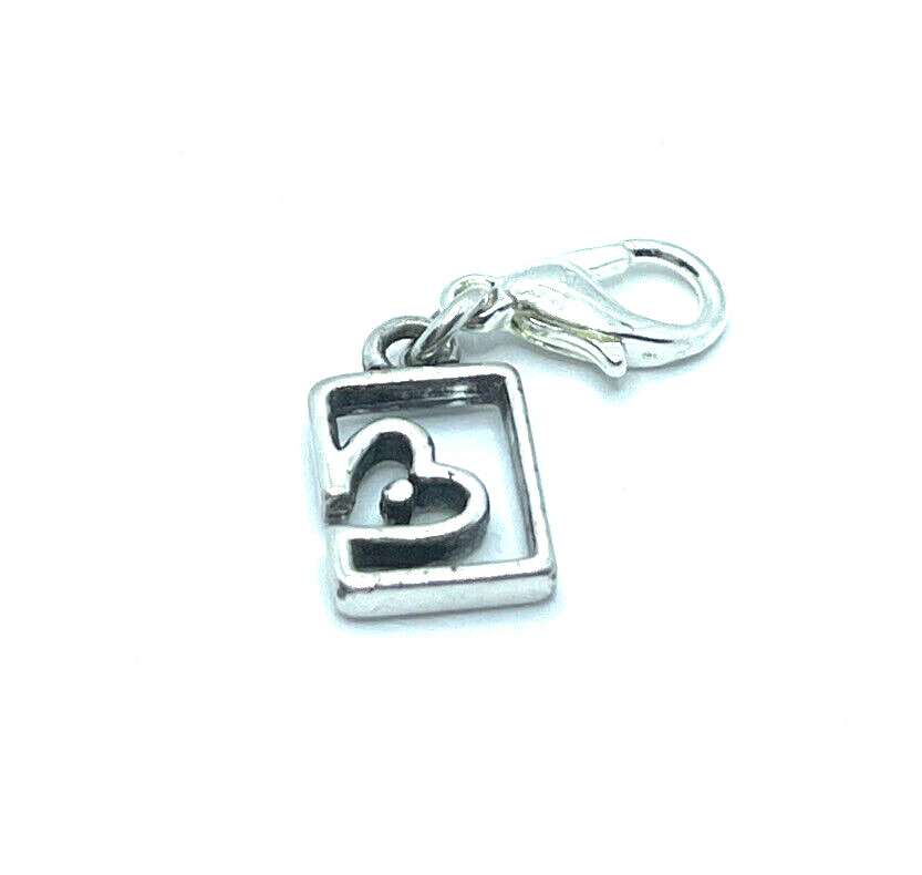 Brighton Rectangle With Open Heart Custom Silver Charm