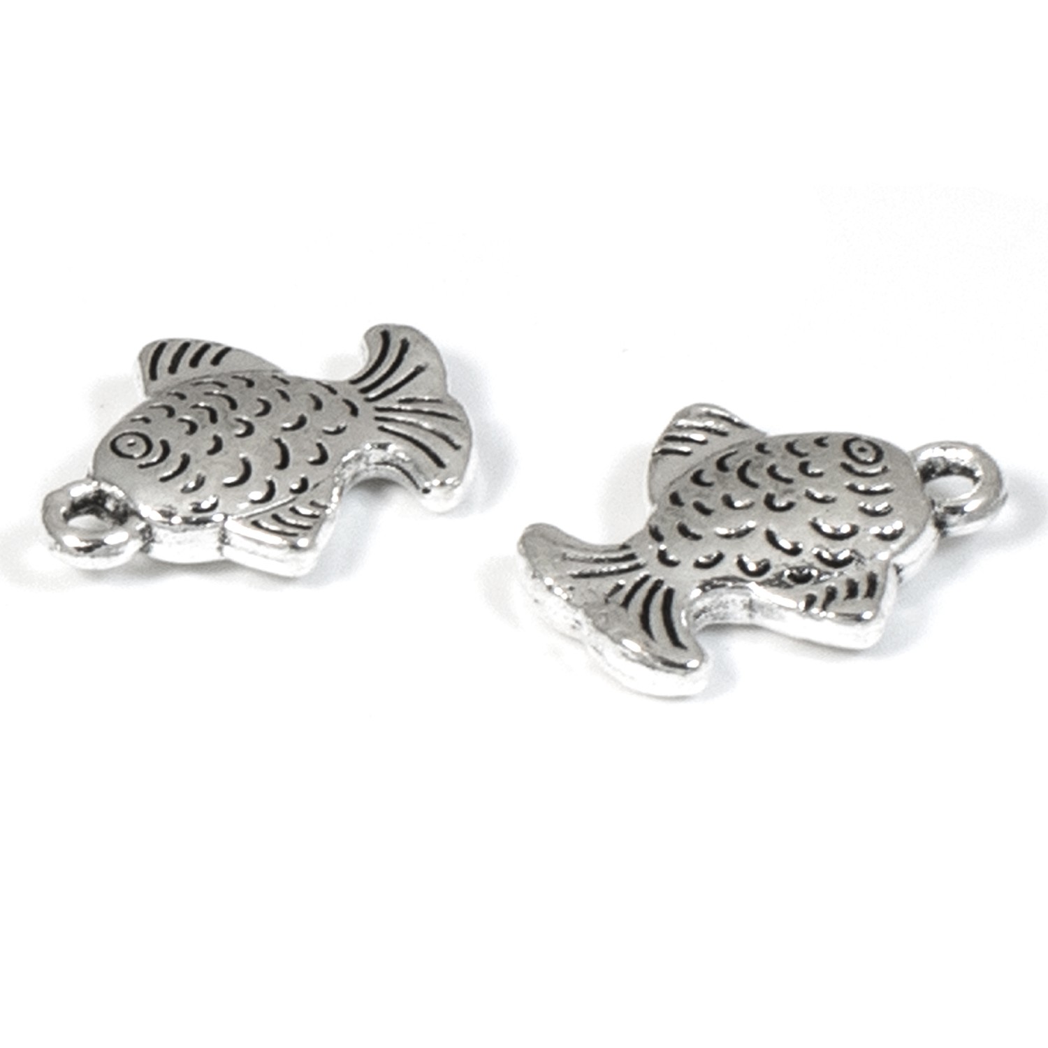 10 Silver Fish Charms for DIY Beach Jewelry – Minimalist Marine Craft Supplies