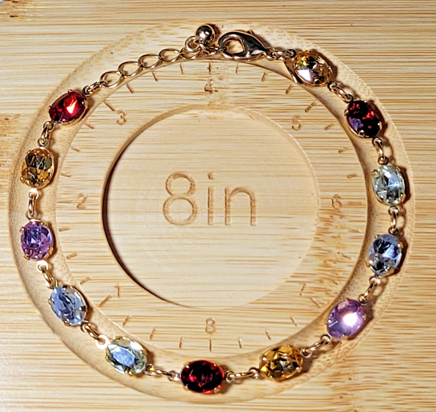 Gold Tone Multicolor Crystal Kasia Tennis Bracelet Size 7 – 8 in NIB 2010