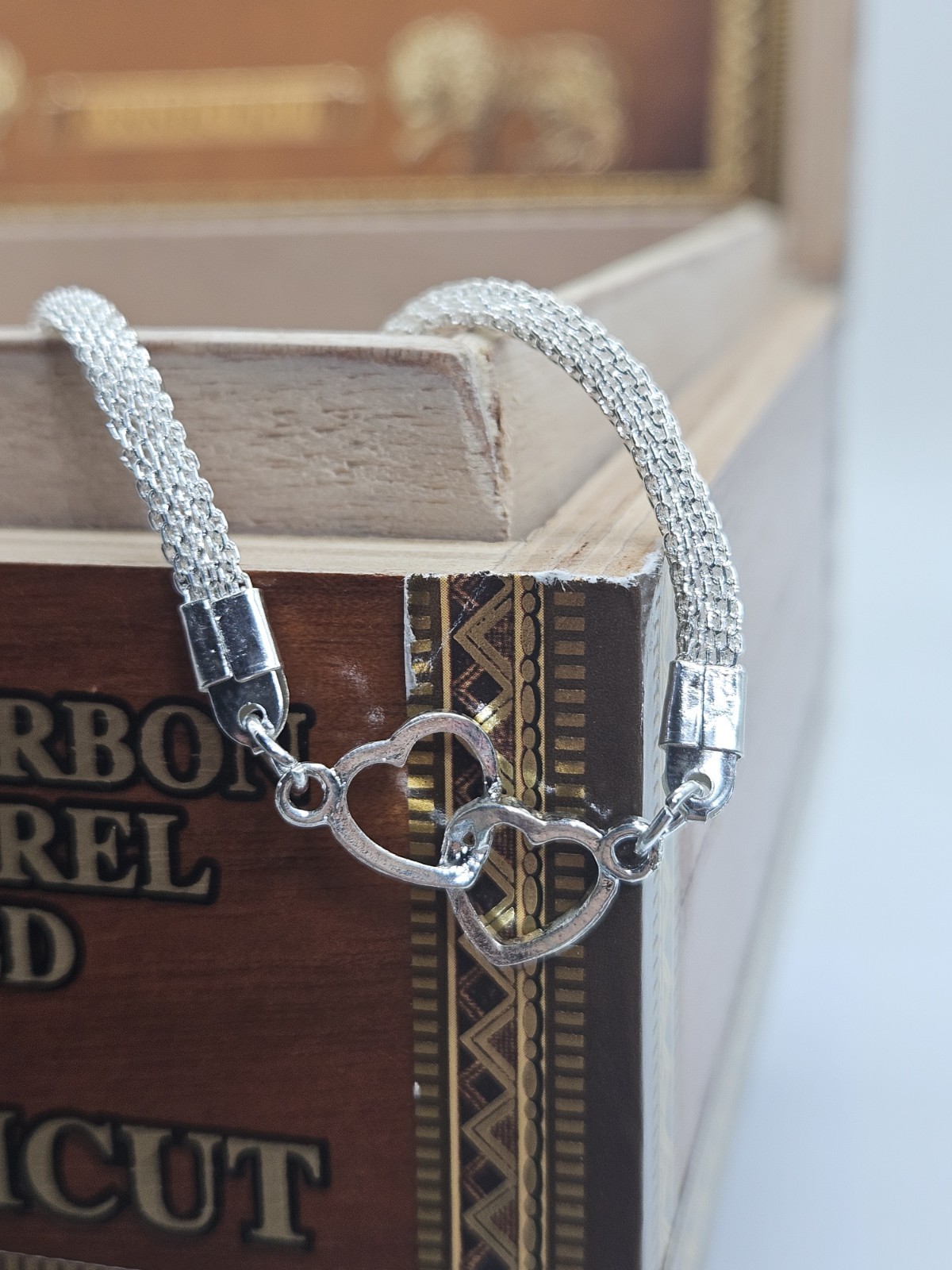 Women’s Fashion Jewelry Silver Color Double Heart Love Bracelet 72-6