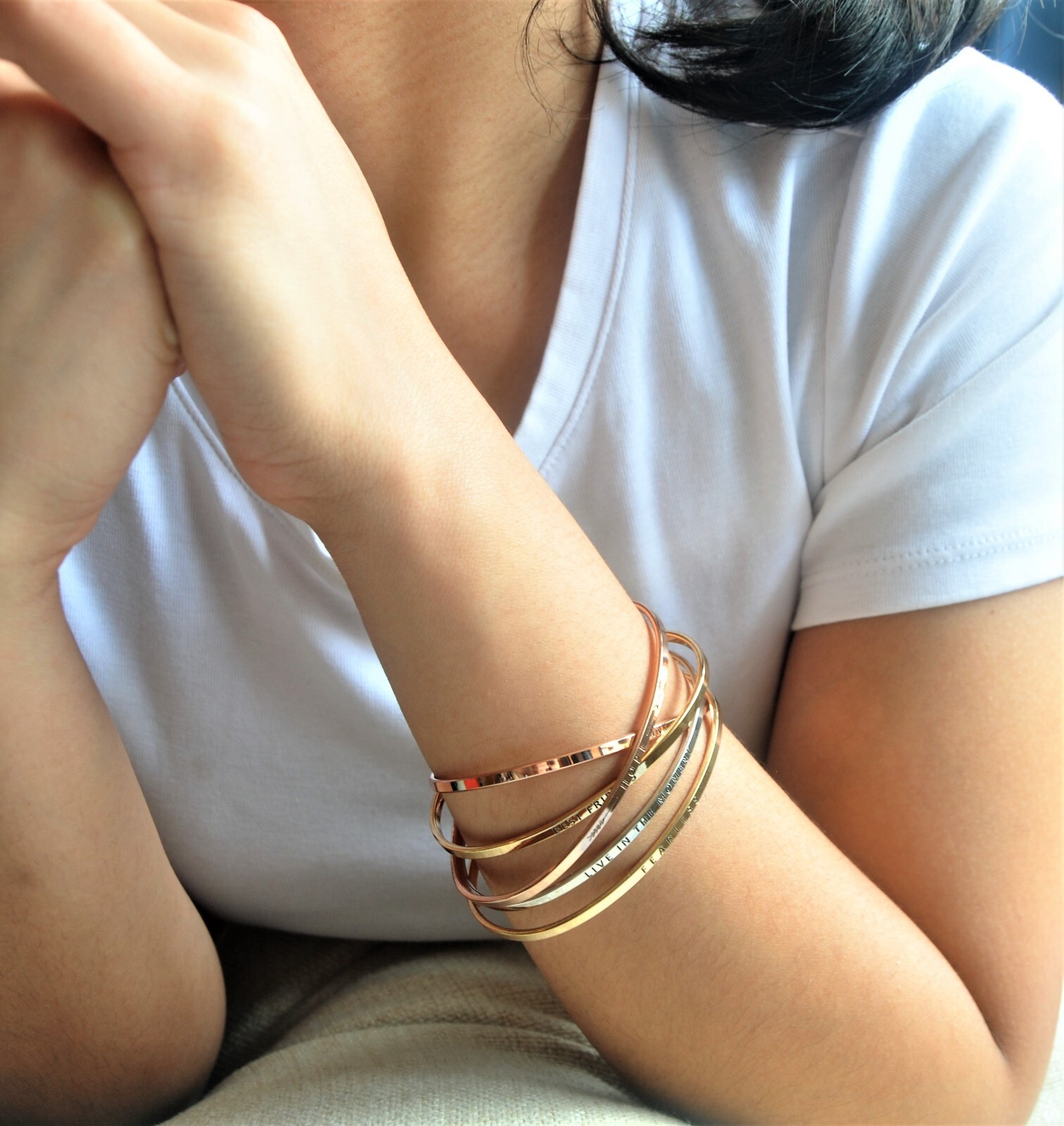 GOD SAID YES YOU CAN | Inspired Message Engraved Simple Bangle | SILVER