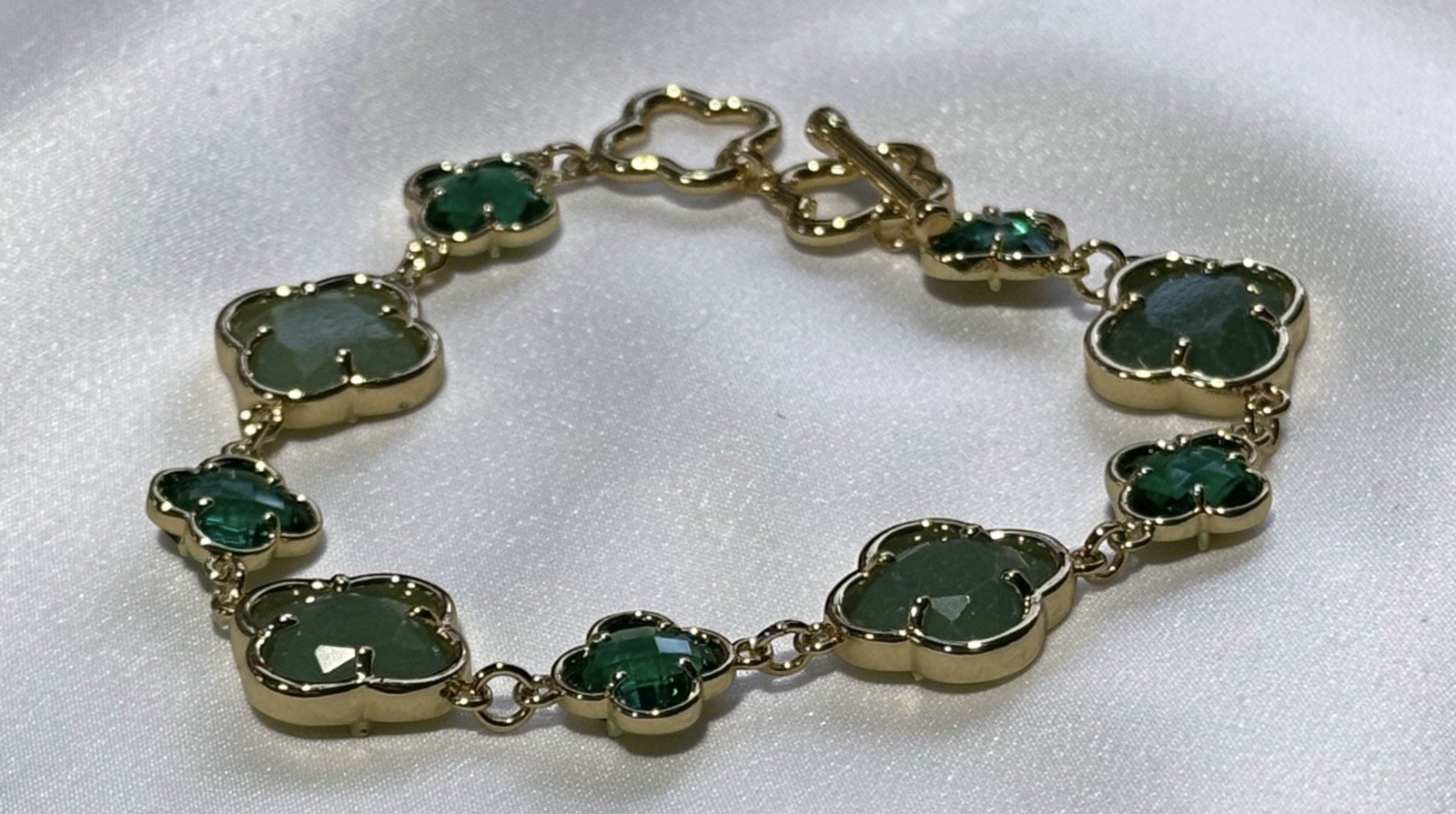 Eyecandy Los Angeles Green Clover Brass Double-Sided Bracelet New