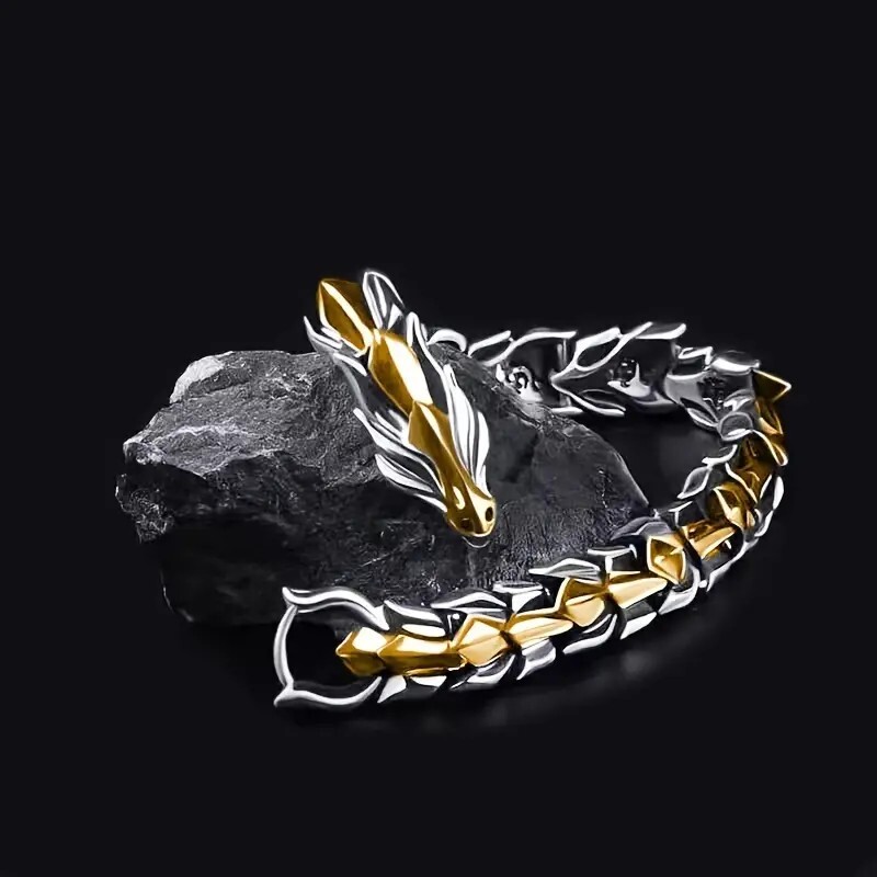 Pack of 5, Fashion Retro Men’s Dragon Pattern Dragon Head Bracelet