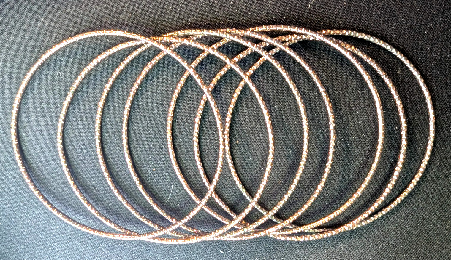 Gold tone set pack of 8 metal thin skinny bangle bracelet shiny 2 5/8″ wide