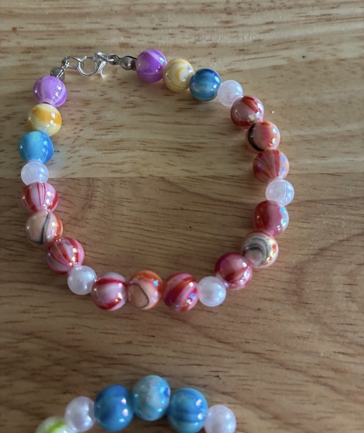 Handmade Multicolor Beaded Bracelet Set – Love Charm