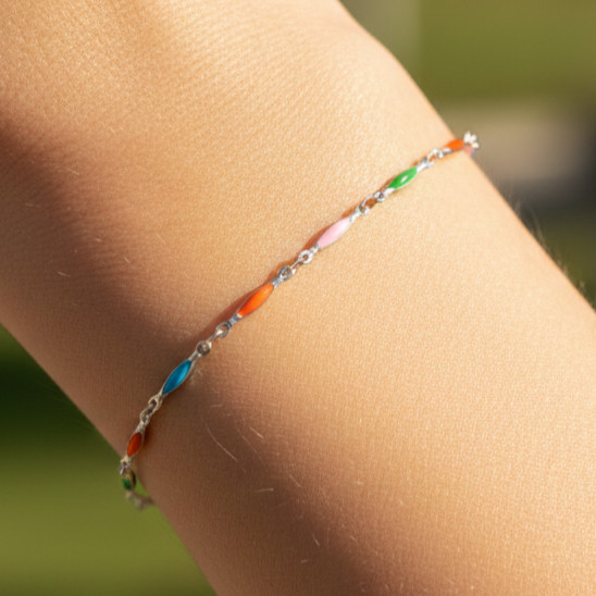 Dainty Enamel Bracelet Colorful Bar Charm Wrist Jewelry Minimalist Stackable
