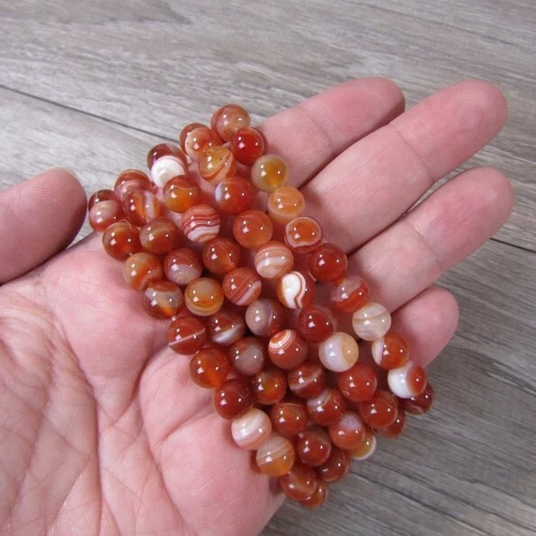 Natural Carnelian Elastic Stretch Bracelet 8mm Round Crystal Gemstone Beads