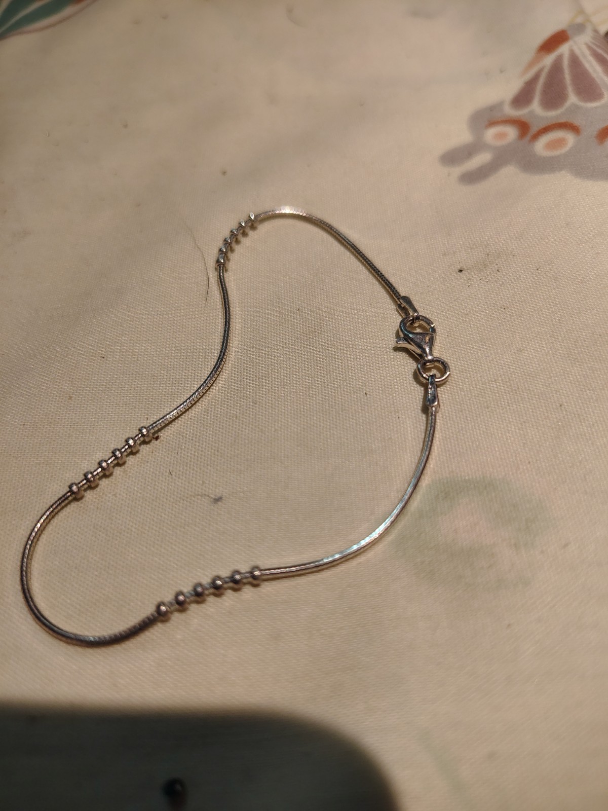 Silver Tone Snake Chain Bracelet, Lobster Clasp, No Stone, Metal