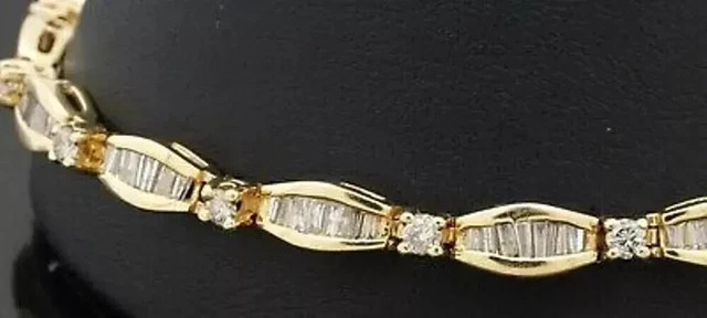 8 Ct Baguette Diamond Lab Created Women’s Tennis Bracelet 14K Yellow Gold Plated
