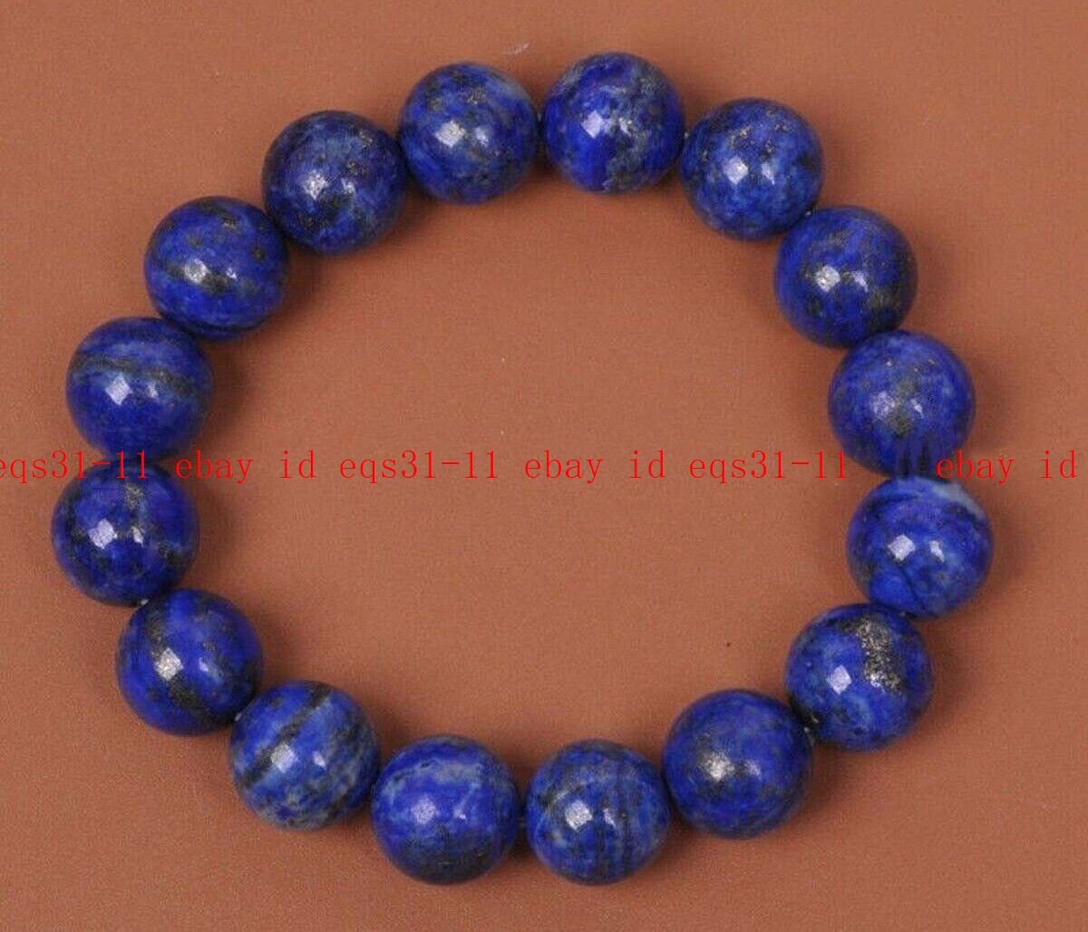 Genuine 12mm Blue Lapis Lazuli Round Gemstone Beads Elastic Bracelet 7.5″ AAA+