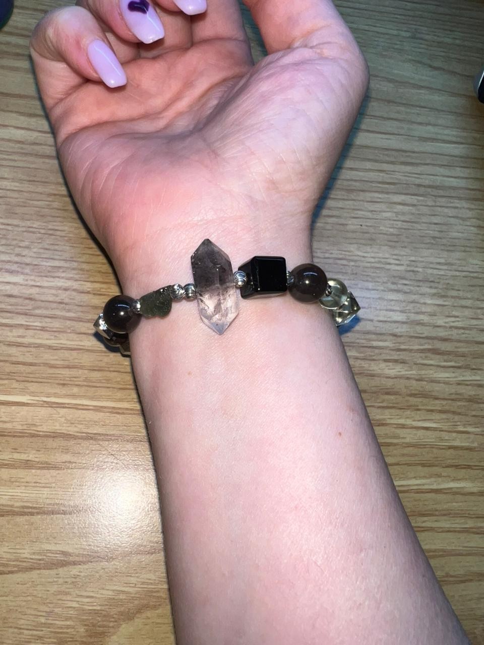 Genuine Moldavite Libyan Desert Glass Herkimer Diamond Meteorite Bracelet