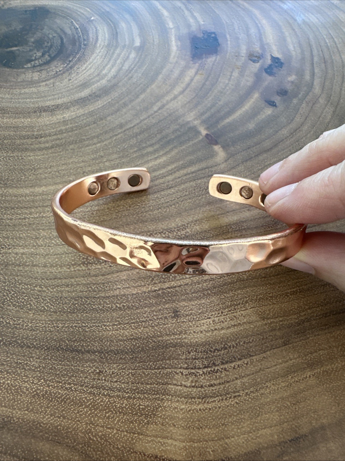 Hammered Solid Pure Copper Magnetic Cuff – Arthritis Therapy Adjustable Bracelet