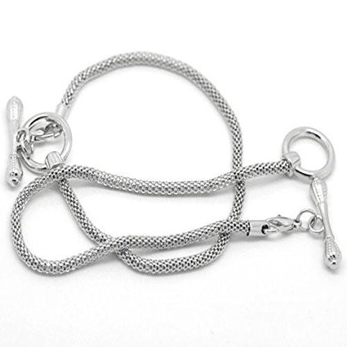 9″ Silver Tone Toggle Clasp European Charm Bracelet