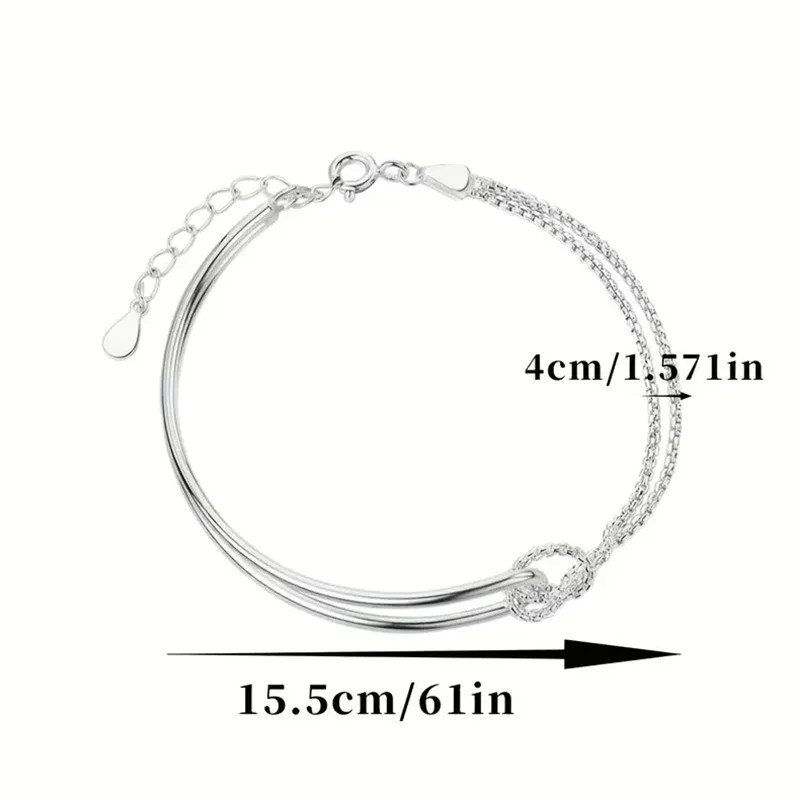 New S925 Silver Minimalist Geometric Collage Bracelet Women’s Jewelry Exquisite