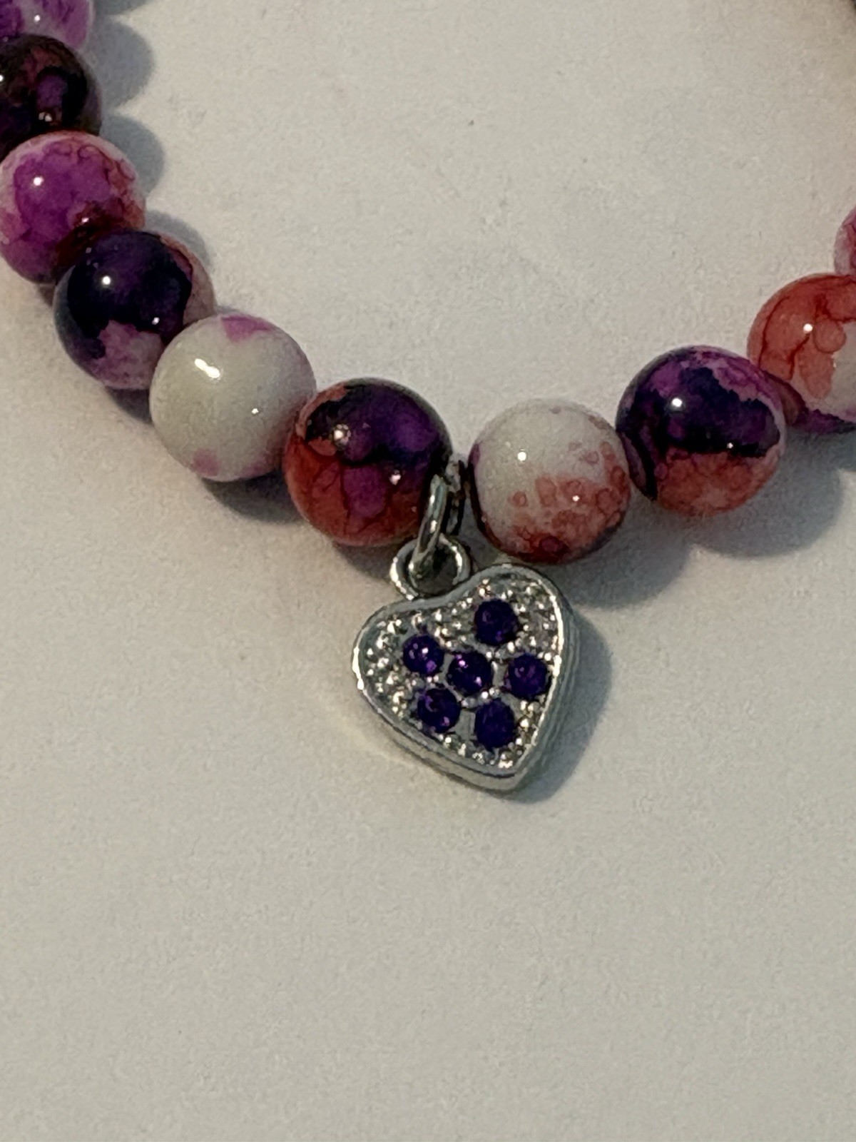 Heart Charm Bracelet Beaded Bracelet Stretch Bracelet Women Jewelry Birthday