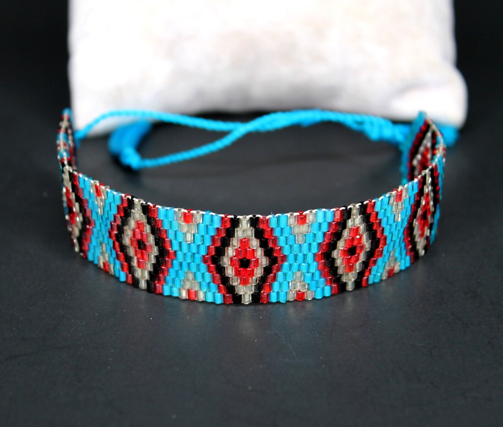 Handwoven Turkish Bolo Adjustable Bracelet with Japanese Miyuki Delica Beads