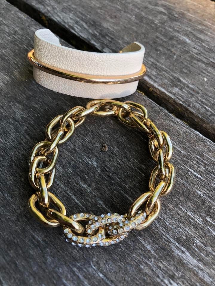 Lot of 2 gold costume jewelry bracelets