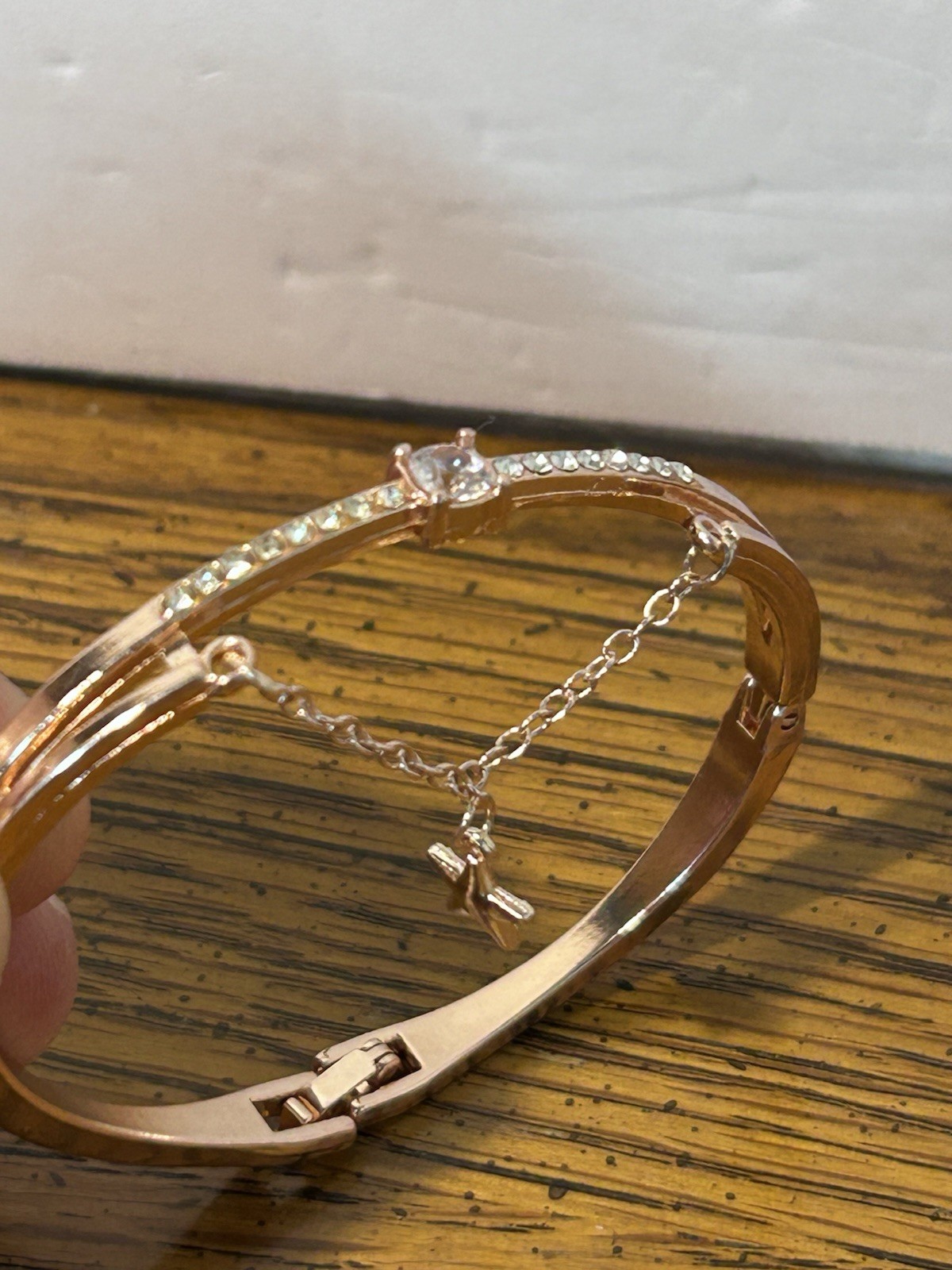 Rose Gold Star Charm Cuff Bangle Bracelet Rhinestone Crystal Chain Tassel Gift
