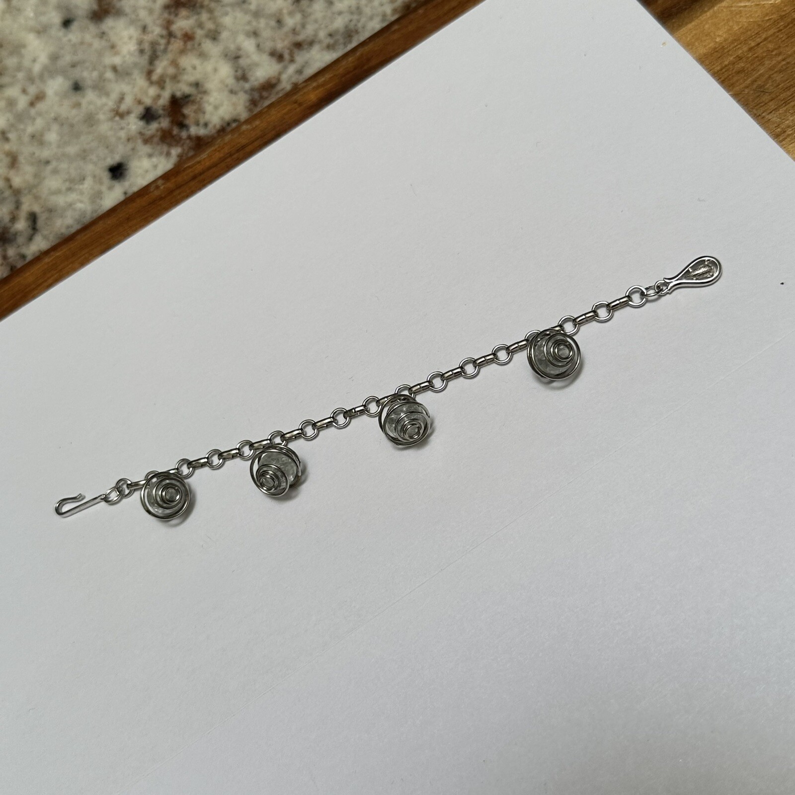 Signed Coro Silver Tone Charm Bracelet 6 1/2 inch