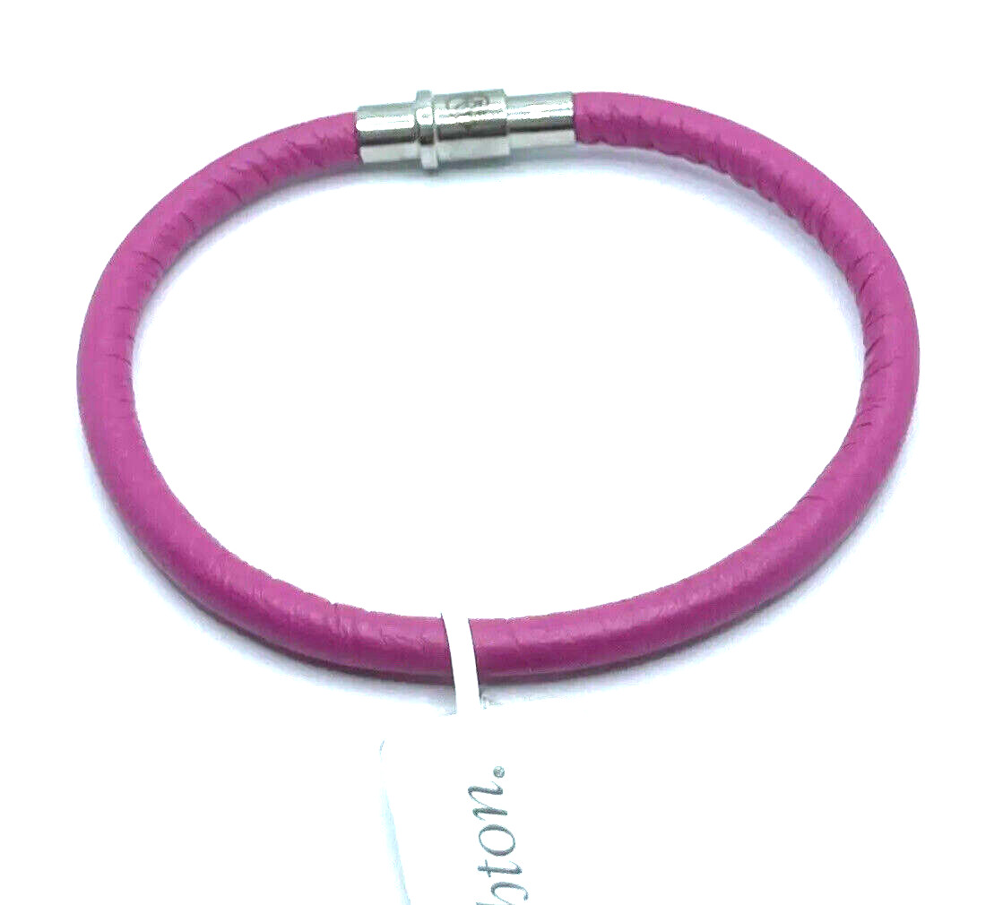 Brighton Woodstock Coachella Thin Fuchsia Pink Medium Leather Bracelet 8in NWT