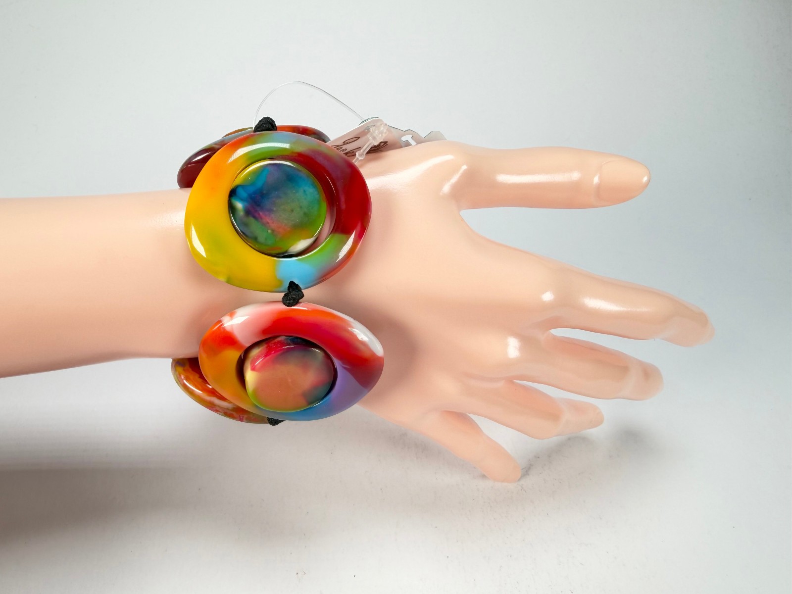 Jackie Brazil “Saturn” Kandinsky Disc & Cylinder Elastic Bracelet ( B0060 )