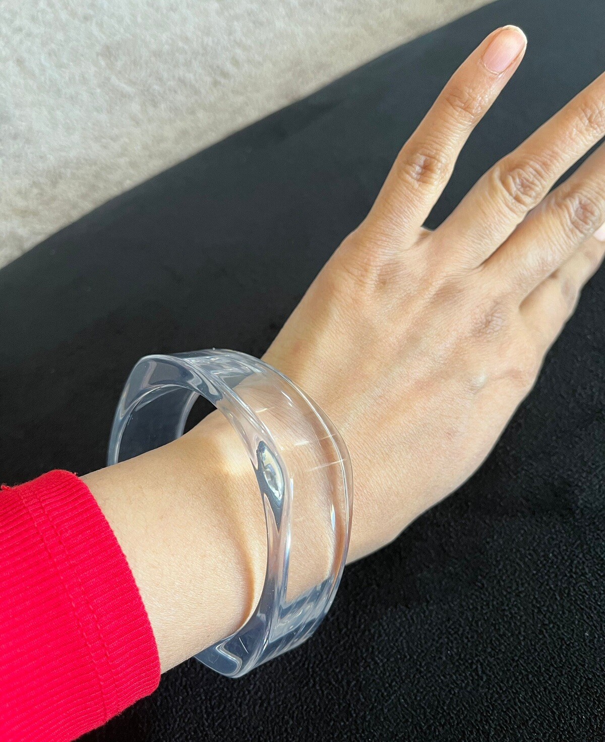 Clear Bangle Lucite Acrylic Bracelet Square Statement Chunky Bold Big Women’s