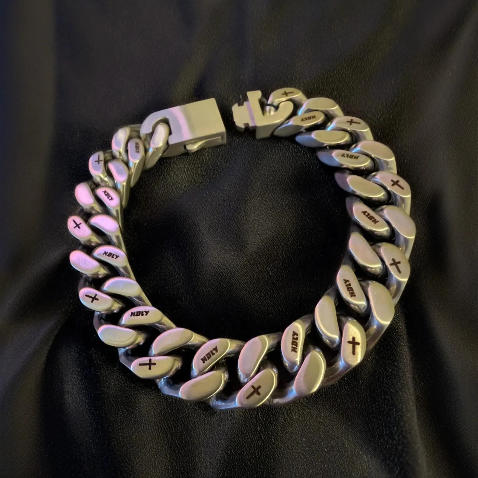 Barbed Wire Bracelet, Cuban Chain, 316L Stainless Steel, Punk Jewelry
