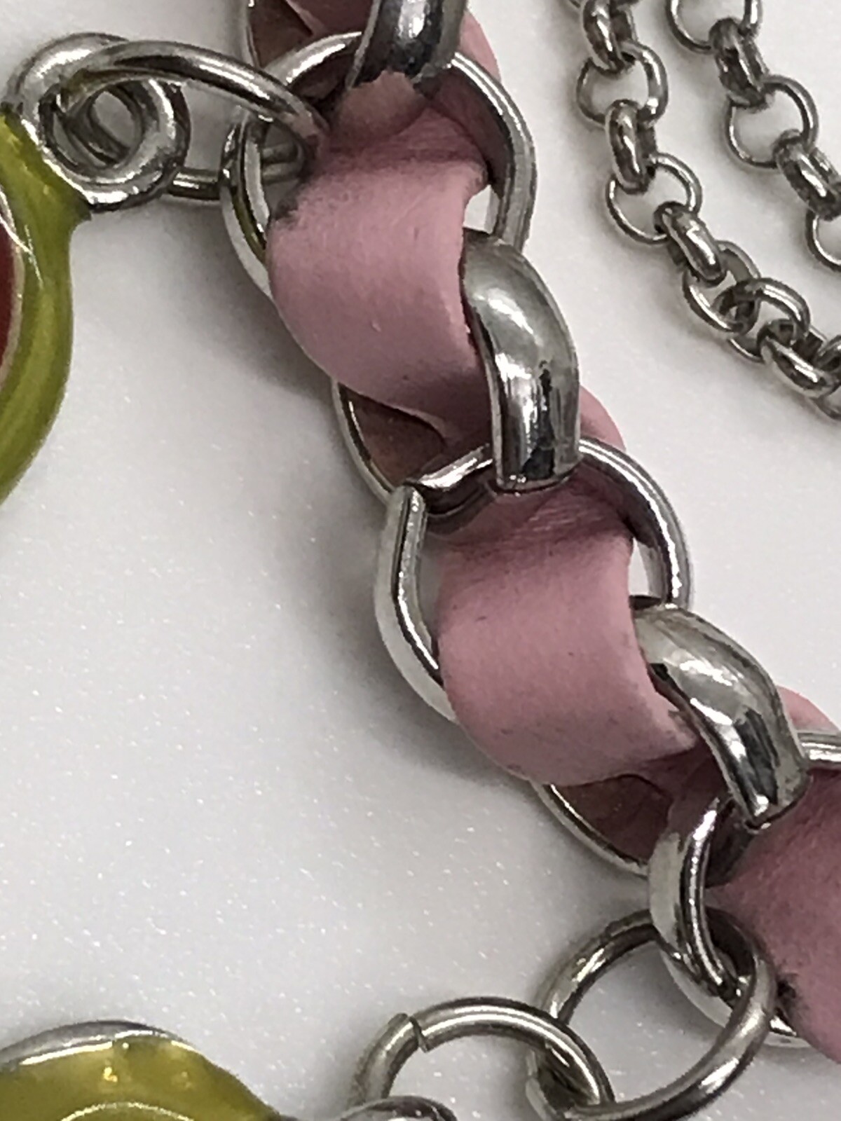 Juicy Couture Charm Enamel Fruit Charms Woven Pink Leather Rare