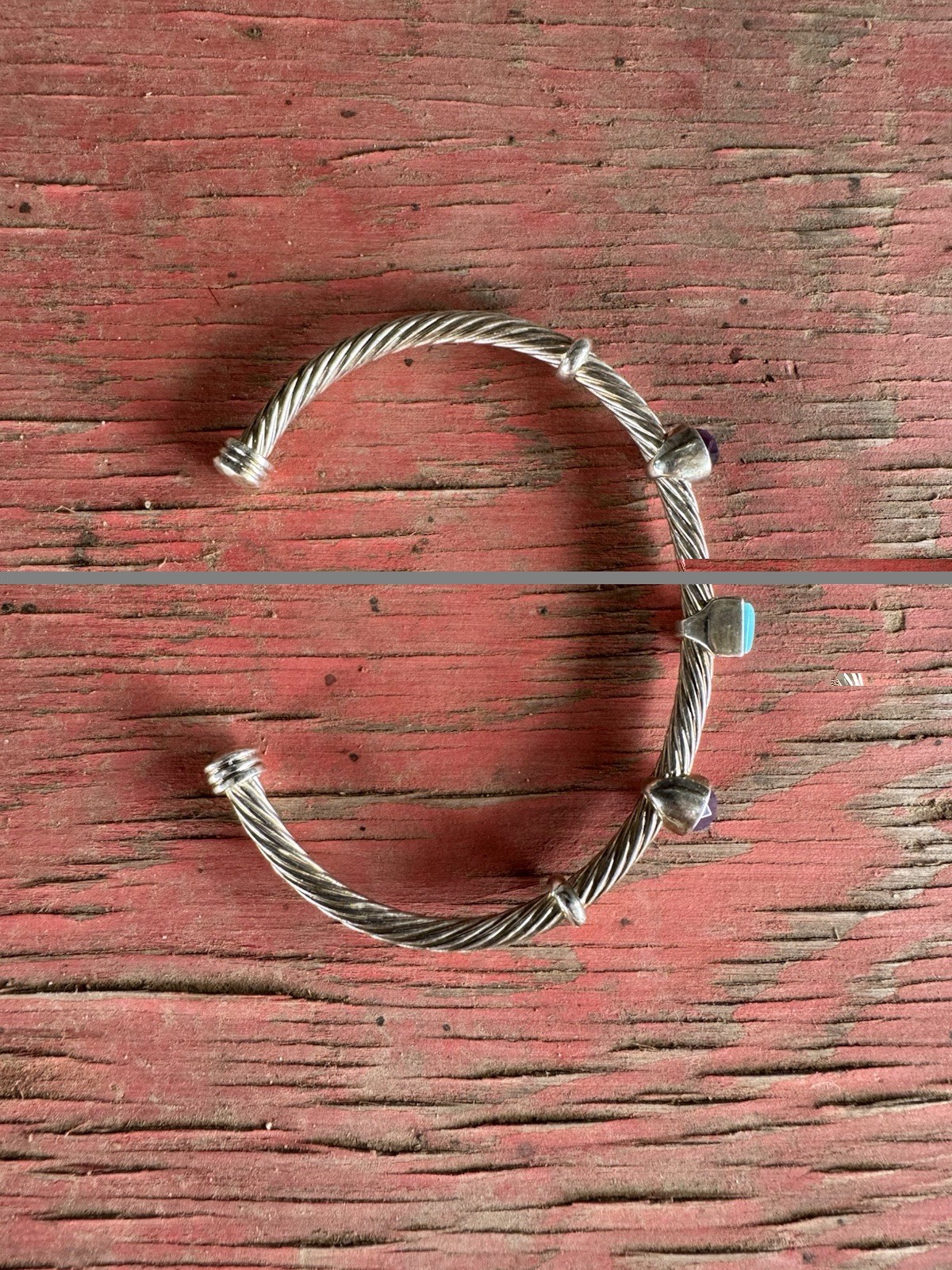 Sterling Silver Desert Rose Trading Cuff Bracelet Turquoise Amethyst 925