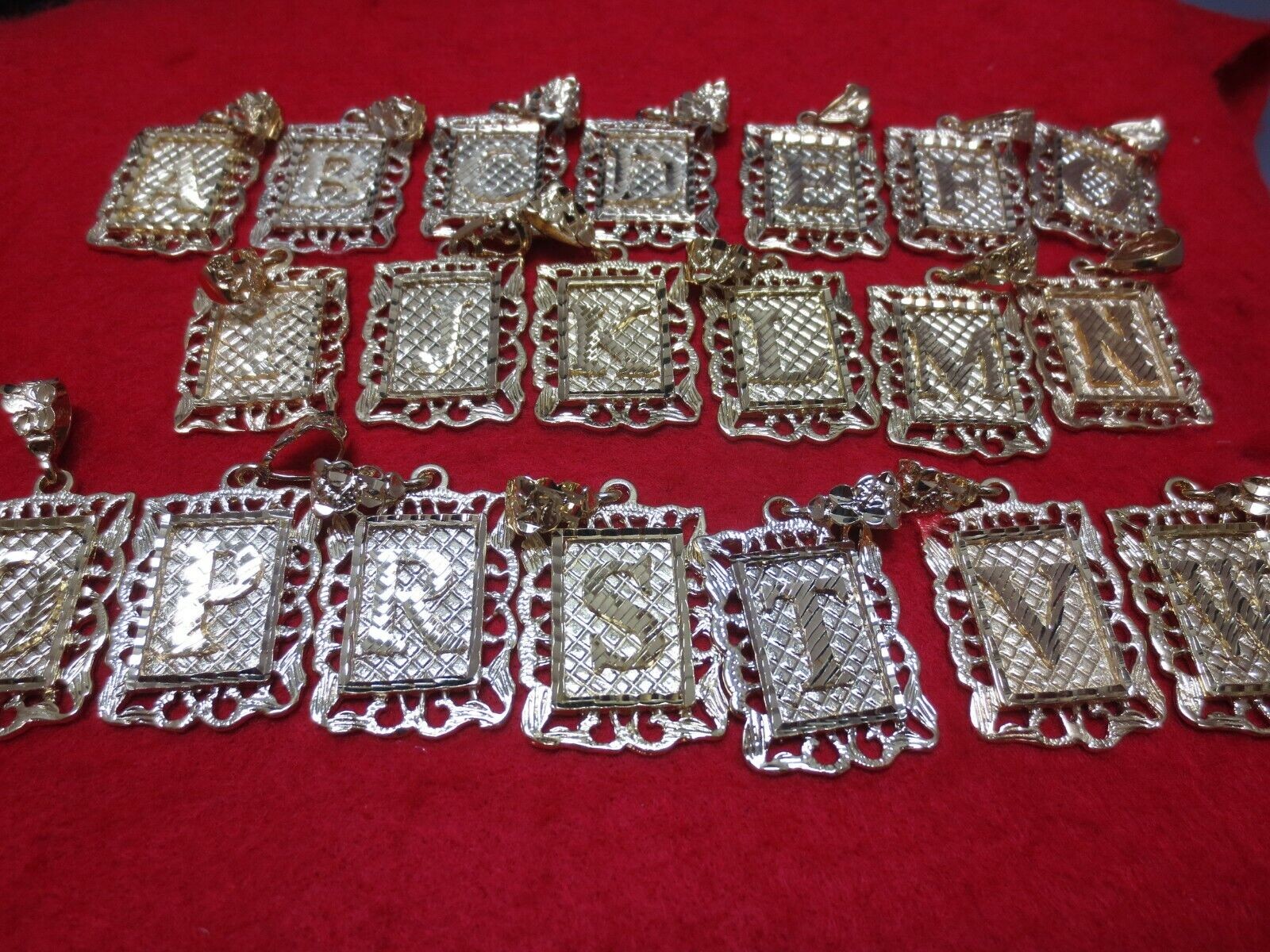 14KT GOLD PLATED ALMOST 2 INCH FRAMED LETTER R EXTRA LARGE SQUARE INITIAL CHARM
