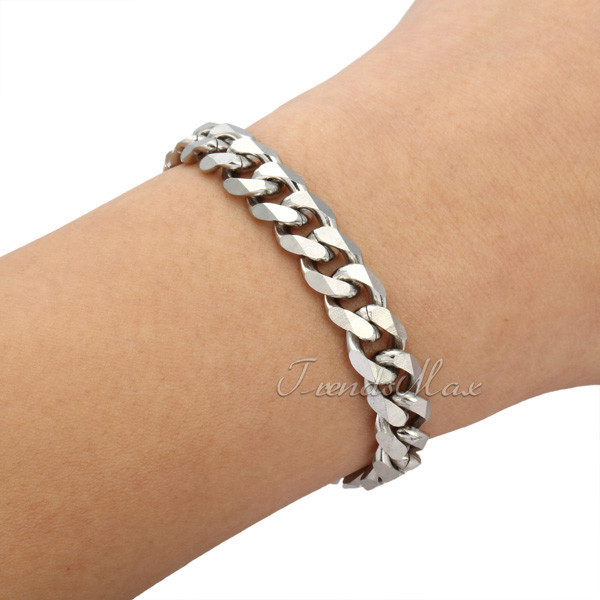 Men’s Chain 3/5/7/9/11mm Stainless Steel Bracelet Silver Curb Cuban Link 7-11″