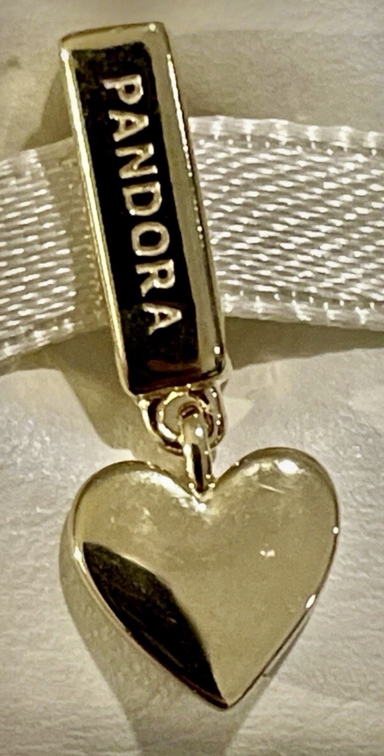 PANDORA Reflexions Gold Plated Dangle Heart Clip Charm MET ALE