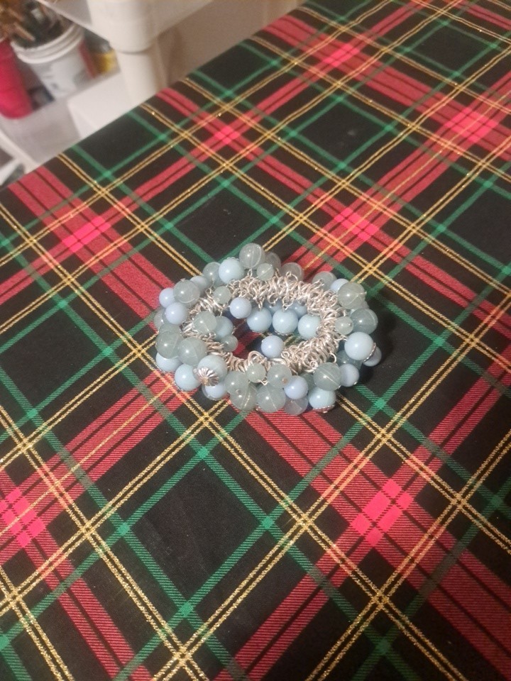 Silver And Shades Of Blue Cluster Stretch Bracelet, 8/9 Inches
