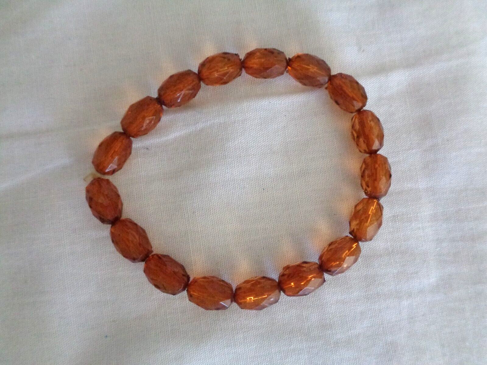 Orange/Brown Oval Beads Bracelet (#6274)