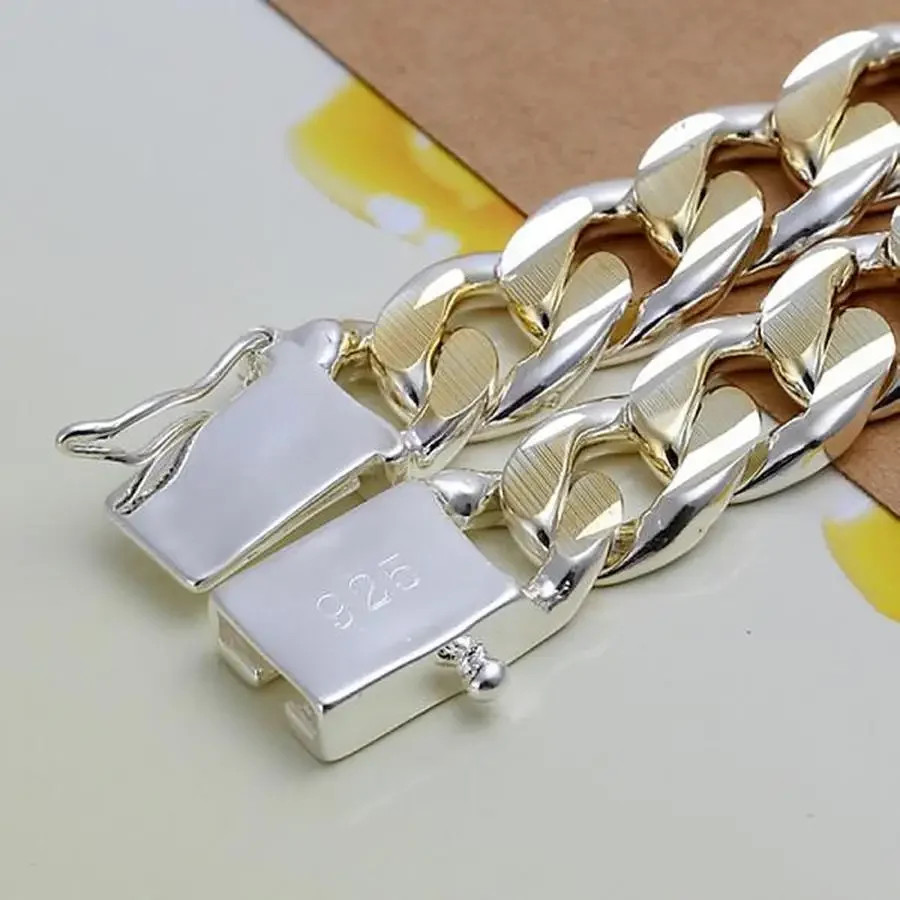 925 Sterling Silver Exquisite 10mm Chain Men Women Chain Noble Wedding Bracelet