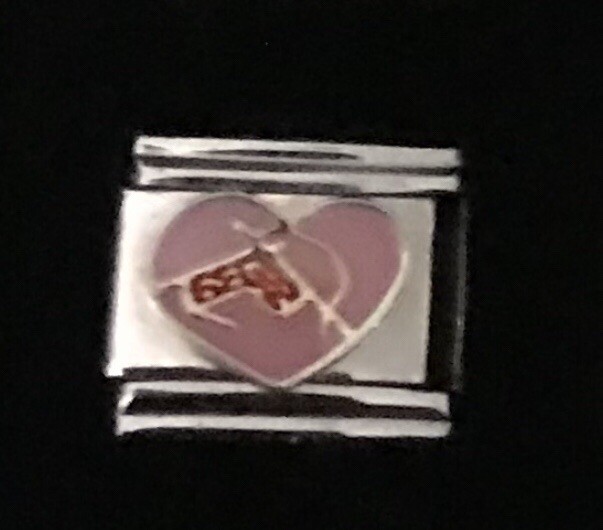 Pink Heart Wholesale ITALIAN CHARM Link 9MM K2022BG4
