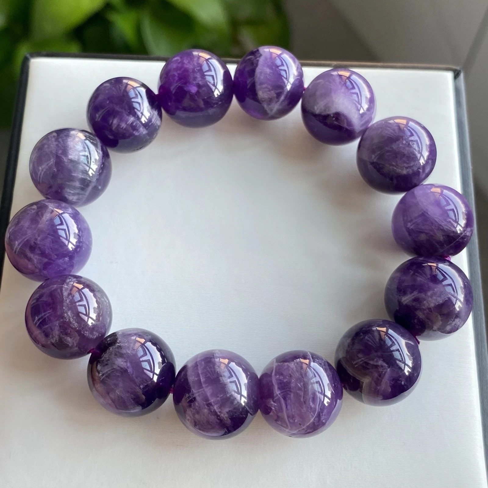 15mm Natural Purple Amethyst Gemstone Round Beads Bracelet AAAA016