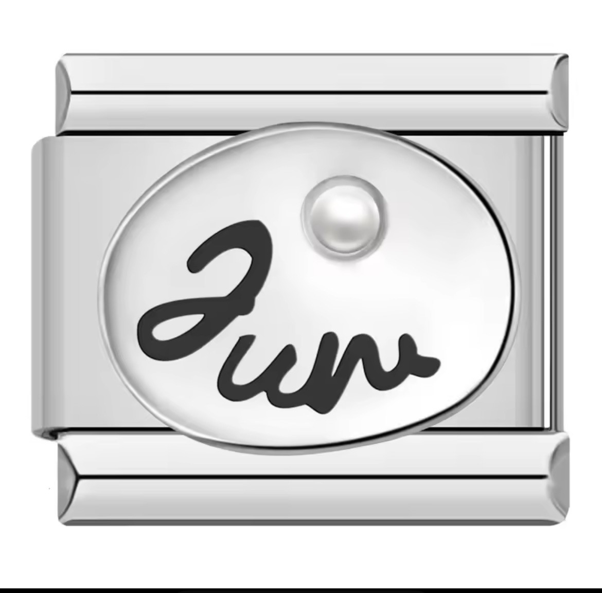 June Anniversary Birthday Silver Charm Fit 9mm Italian Bracelet N Nomination