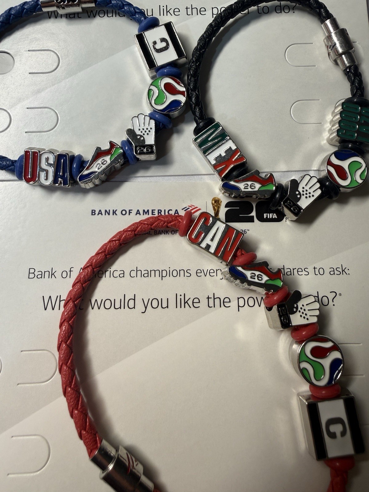 FIFA Soccer BOA band Charm Bracelets USA MEX CAN Magnetic