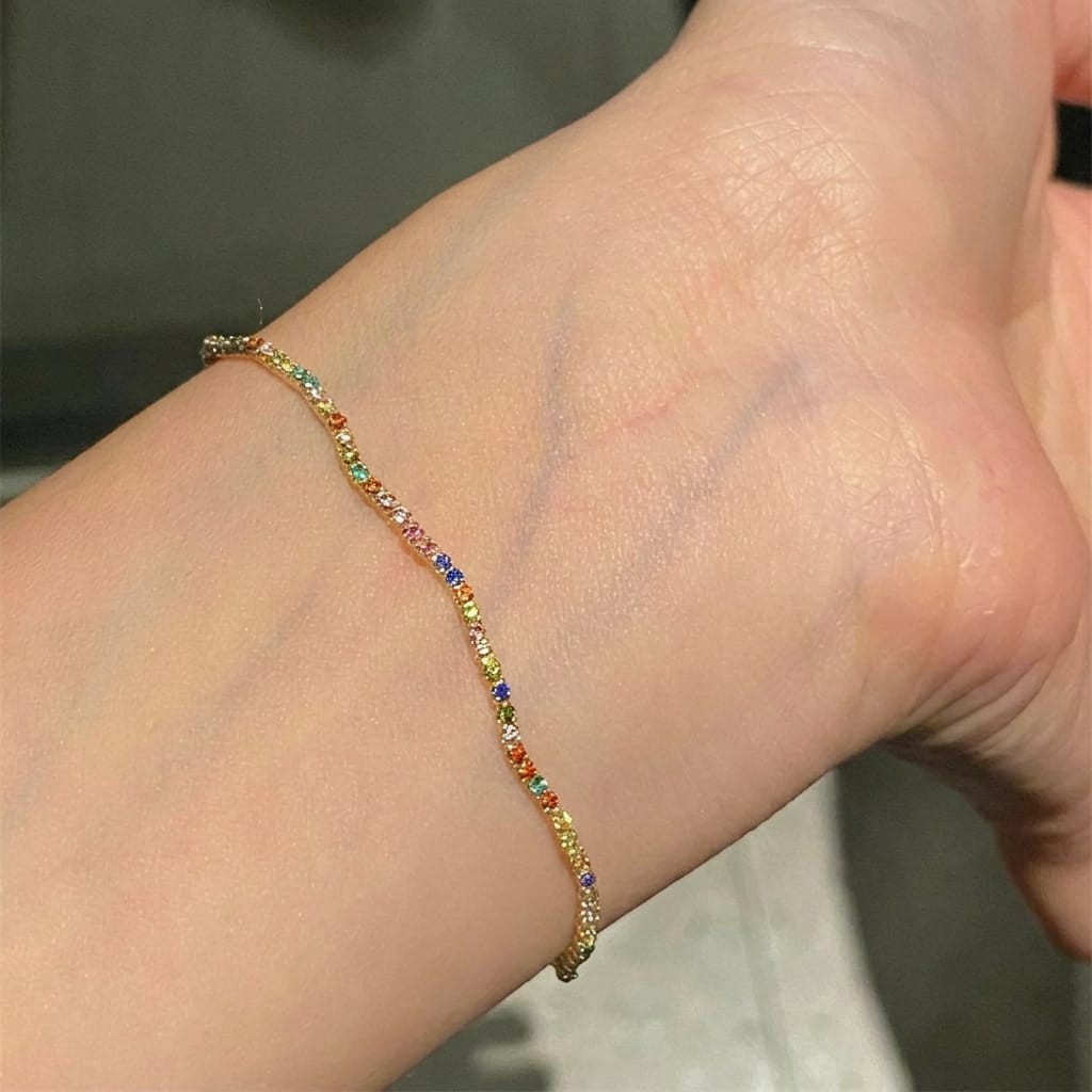 Gold Tone Wavy Thin Bracelet for Women Elegant Daily Wear Friendship Gift